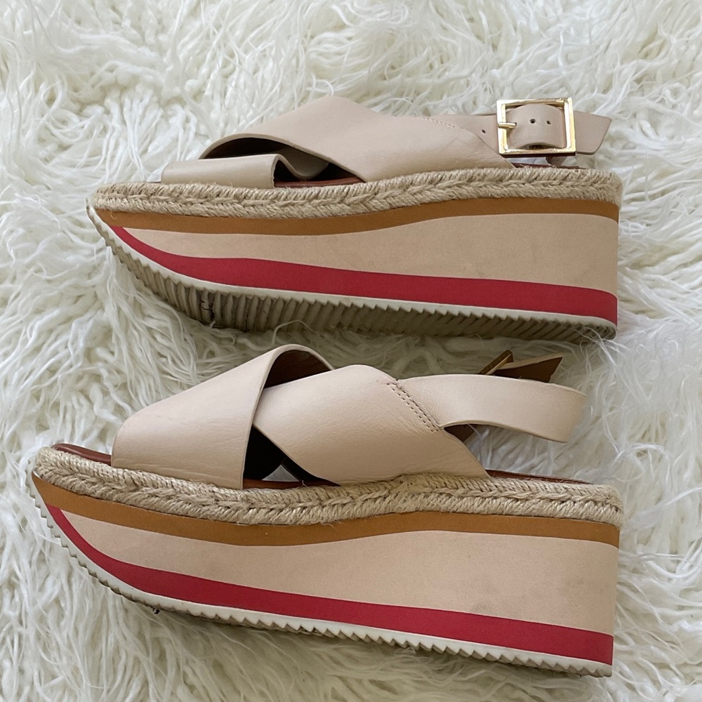 Women's Cream Espadrille Sandals Platforms - Picture 4 of 5